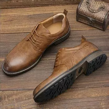 Размер 40~46 Повседневная обувь Мужская модная брендовая удобная 2024 Кожаная обувь Мужская #KD7261 40 коричневый