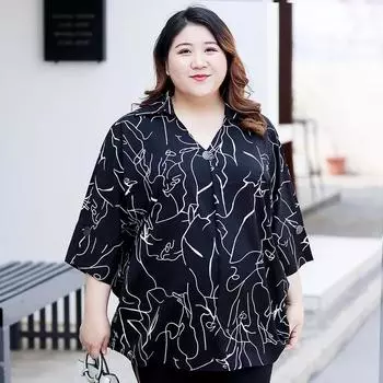 Размер 4XL-8XL, футболка с короткими рукавами, летнее платье для полных женщин, большой шифоновый топ с принтом, дышащий и свободный XXXXXXXXL белый
