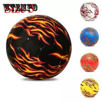 Размер 5, футбольный мяч с пламенным узором, футбольный мяч из искусственной кожи, тренировочный и соревновательный футбольный, износостойкий студенческий футбол Size 5 красный