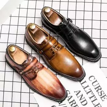 Размер 6~12 мужские кожаные дизайнерские модные красные свадебные туфли с пряжкой для жениха, роскошные итальянские мужские повседневные туфли-оксфорды для мужчин 6