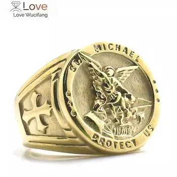 Размер 6 - 15 Мужской крест Святой Михаил Защити нас 316l нержавеющая сталь новейшее кольцо 15