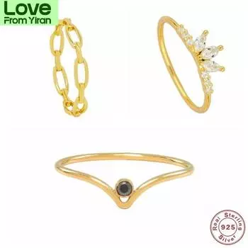 Размер 6/7/8 настоящее серебро циркон кольца для женщин изысканные простые позолоченные кольца ювелирные изделия Anillos Mujer кольца для женщин 8