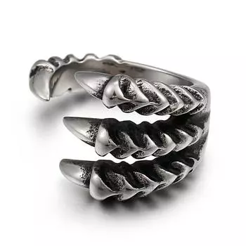 Размер 7-13 Панк-рок Стиль Драконий коготь Мужские кольца Мужские готические байкерские ювелирные изделия Аксессуары Твердое кольцо на палец из нержавеющей стали 316L для мужчин 7 серебряный