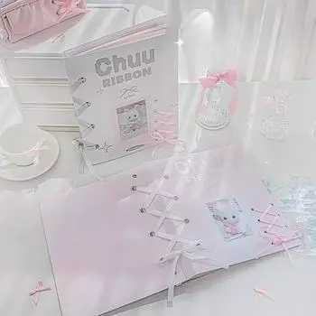 Размер B5 Милый шикарный блокнот для студентки-девочки Белый Розовый Цвет Ленточный Переплет Тетрадь Модный Декор DIY Журнал для скрапбукинга