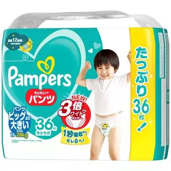 Размер больше, чем у подгузников Pampers Smooth Care 36 шт. [Pants Big] (15~28 кг)