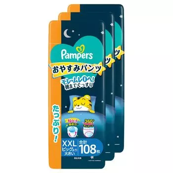 Размер больше, чем у подгузников Pampers, ночных трусиков для сна, 108 штук, 3 шт. [Трусики большие] (15~28 кг) (36 упаковок) [Элемент дела]
