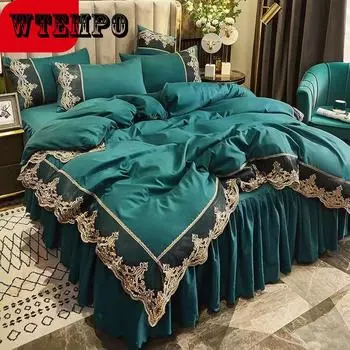 Размер King Size/Queen Size/Twin Size Кружевная простыня Пододеяльник Наволочка Комплект из четырех предметов Утолщение Спальня Простое постельное белье Высокое качество full 4pcs