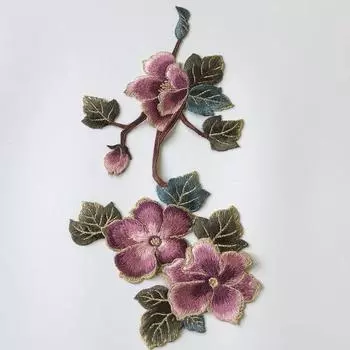 Размер комплекта, тканевые наклейки, аксессуары, ручная вышивка цветами, вышивка одежды своими руками, юбка, декоративная нашивка, Cheongsam 35.5*21cm розовый