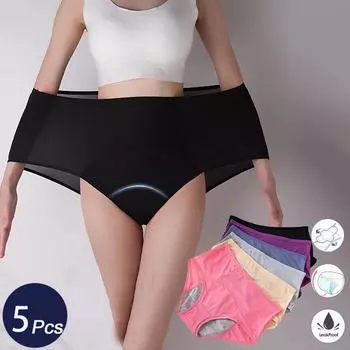 Размер L-8XL, герметичные менструальные трусы, физиологические брюки, женское нижнее белье, хлопковые женские трусы L&5pcs