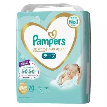 [Размер ленты для новорожденных] Подгузники Pampers — лучшее для кожи в первый раз (до 5 кг), 70 листов