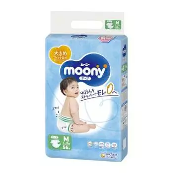 [Размер ленты M] Подгузники Moony Marshmallow с защитой от протеканий и комфортом для кожи (6~11 кг) 56 штук