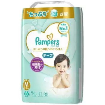 [Размер ленты M] Подгузники Pampers, лучшие для кожи первого года жизни (6~11 кг), 66 штук