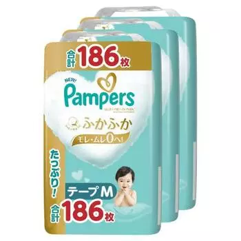 [Размер ленты M] Подгузники Pampers, лучшие для кожи первого года жизни (6~11 кг), 186 листов (62 листа x 3 пачки), предмет дела