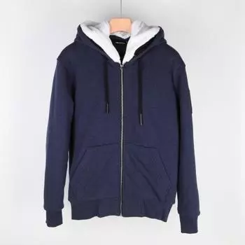 Размер S, капюшон с капюшоном из лося на молнии, деним HISBUNNY с мехом кролика MK8600MS814