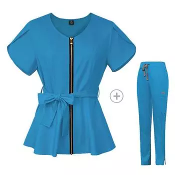 Размер вилки, косметологические топы + брюки с v-образным вырезом, сплошной цвет, женская медицинская форма с короткими рукавами для спа, одежда для медсестры, рабочая одежда для врачей Xs розовый