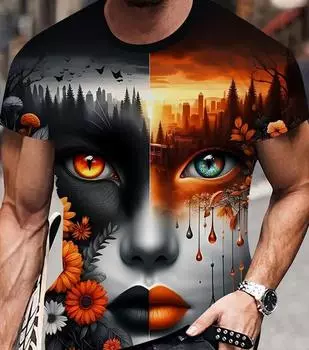 Размер XXS-6XL Футболка большого размера, модная, забавная, мужская, с принтом лица 3D, летняя, повседневная, с коротким рукавом, с круглым вырезом, верхняя одежда XXS