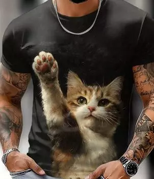 Размер XXS-6XL Футболка размера плюс, мужская, с изображением животных, забавная футболка, короткий рукав, футболка с 3D-принтом, футболки с круглым вырезом, топы, летняя повседневная одежда XXS