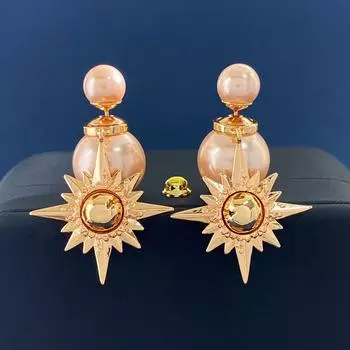Размер жемчужных сережек женские французские ретро легкие роскошные длинные серьги-гвоздики с подсолнухами преувеличенные серьги-подвески в виде звезд розового золота
