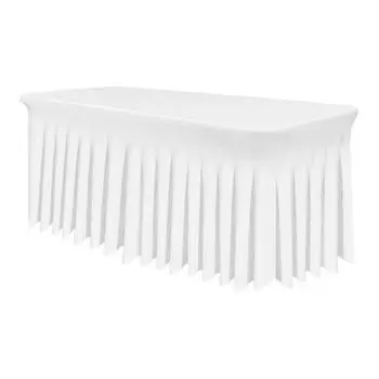 Размеры 4 фута 6 футов Эластичная юбка-пачка для стола с оборками Скатерть Чехол для стола Учительский стол в классе Школьные принадлежности S белый