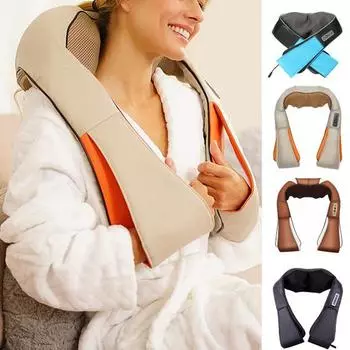 Разминающий массажер, дышащий, облегчает мышечную боль, эффективный массаж спины, шеи, плеч, массажер с подогревом и глубоким разминанием для пожилых людей US Plug чёрный