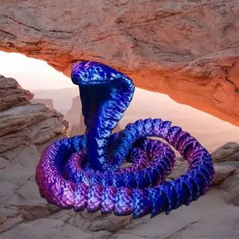 Разноцветная 3D-печатная змея 30/45/60 см 3D-печатная модель Животное Имитационная модель Хэллоуин 30cm-Style 1