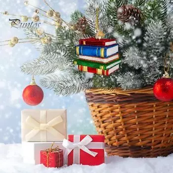 Разноцветная книжная полка, украшение для книжной полки, подвесное украшение на рождественскую елку, акриловый кулон для праздничного домашнего декора A