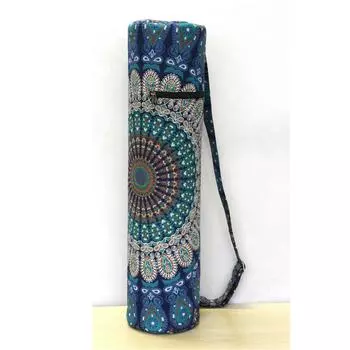 Разноцветная сумка для коврика для йоги Mandala с регулируемым ремнем, сумка для индийского коврика для йоги, спортивная спортивная сумка ручной работы, сумка-переноска, сумка для пилатеса, сумка для фитнеса L-26 Inch, Dia-6 Inch разноцветный