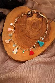 Разноцветное колье с кисточками в виде улитки Madel