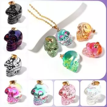 Разноцветное ожерелье с черепом, аксессуар, цветная глазурь, украшения своими руками, аксессуар, ожерелье ручной работы styleS