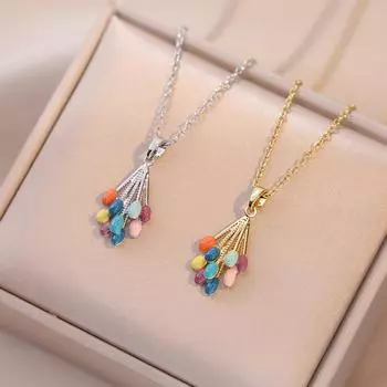 Разноцветное ожерелье с подвеской в виде воздушного шара для женщин, модная гипоаллергенная цепочка из нержавеющей стали, ювелирные изделия, аксессуары для свадебной помолвки и вечеринки