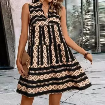 Разноцветное женское полосатое платье без рукавов с принтом, летние повседневные платья S синий