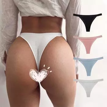 Разноцветные базовые сексуальные V-образные брюки из чистого хлопка для женщин, удобные дышащие трусики-трусы до середины бедра S