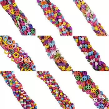 Разноцветные бирюзовые бусины в ассортименте, звездный череп, черепаха, 1 нитка, бусины для браслетов «сделай сам», аксессуары для сережек Turtle разноцветный