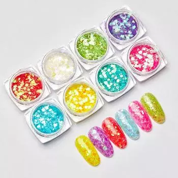 Разноцветные блестящие шестигранные пайетки, голографические тонкие хлопья, аксессуары для украшения ногтей