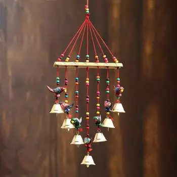 Разноцветные бусины ручной работы, колокольчики, статуэтка попугая, подвесные колокольчики на окна, стены, двери, декоративные украшения на Дивали для домашнего декора