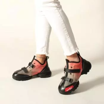 Разноцветные черные женские кожаные кроссовки Parachute