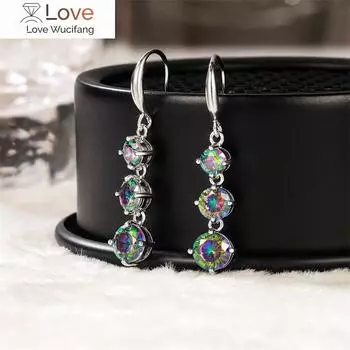 Разноцветные циркониевые женские висячие серьги новые модные женские висячие серьги изящные аксессуары ювелирные изделия подарок оптовая продажа
