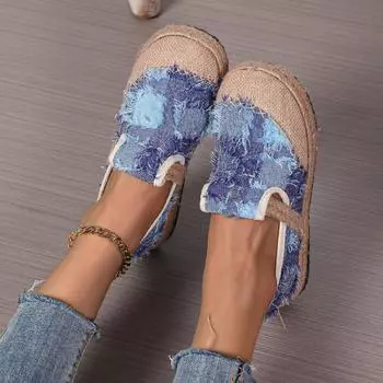 Разноцветные дышащие эспадрильи, женские осенние модные нескользящие повседневные туфли в стиле пэчворк, женские кроссовки с круглым носком и плоским каблуком 35 небесно-голубой