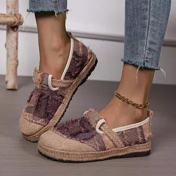 Разноцветные дышащие эспадрильи, женские осенние модные нескользящие повседневные туфли в стиле пэчворк, женские кроссовки с круглым носком и плоским каблуком 35 чёрный