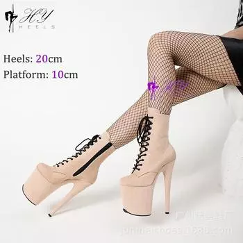 Разноцветные европейские и американские сексуальные замшевые туфли на высоком каблуке 20 см для танцев на пилоне, короткие сапоги для женщин 35