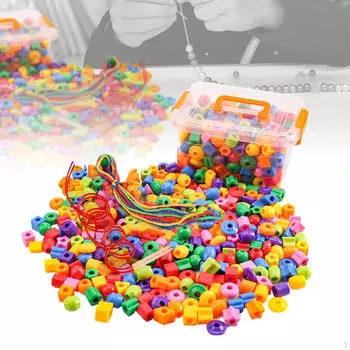 Разноцветные игрушки для дошкольников с бусинами для шнуровки Игрушка для продевания ниток для детей 3, 4, 5 лет 80