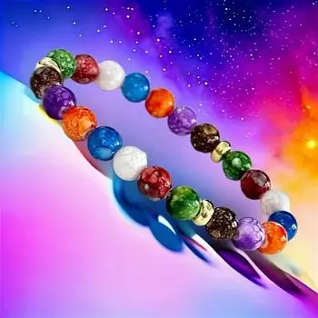 Разноцветные каменные бусины Мандала Йога Модные украшения для рук Медитация Браслет из бисера Стиль отпуска Браслет в стиле бохо Ручная работа разноцветный