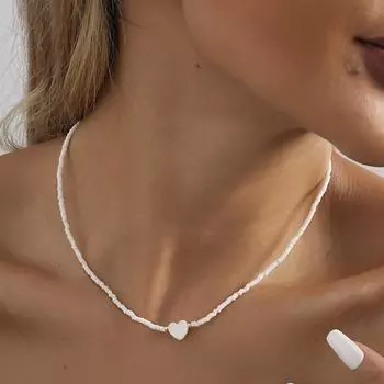 Разноцветные колье из бисера для девочек, весна-лето, новый дизайн с воротником в форме сердца, ювелирные изделия, оптовая продажа, дропшиппинг 1PCS жёлтый