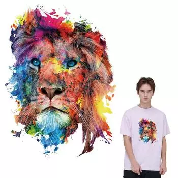 Разноцветные львы Parches Para Ropa, модные джинсы в полоску, термопресс, аппликация, аксессуары «сделай сам», наклейка, нашивка для одежды 17.6x24.5cm