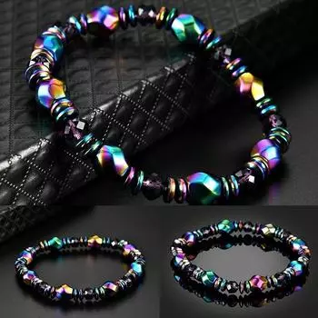 Разноцветные магнитные браслеты с гематитом из бисера Wris разноцветный