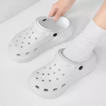 Разноцветные массивные сабо на платформе для женщин, лето 2024, пляжные сандалии с мягкой толстой подошвой, женские нескользящие тапочки на танкетке из ЭВА 36 оранжевый