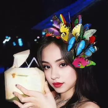 Разноцветные обручи для волос с бабочками, повязка на голову для девочек, Корона, регулируемый костюм для чаепития, Хэллоуина, головной убор для взрослых и детей серый