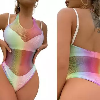 Разноцветные полосы сексуальное женское белье боди черные чулки для всего тела боди с вырезами для эротического взрослого женского секс-игрового костюма