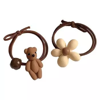 Разноцветные резинки для волос Карамельного цвета Лук Медведь Бусины Цветы Веревка для волос