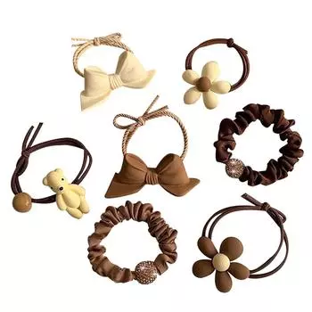 Разноцветные резинки для волос Карамельного цвета Лук Медведь Бусины Цветы Веревка для волос